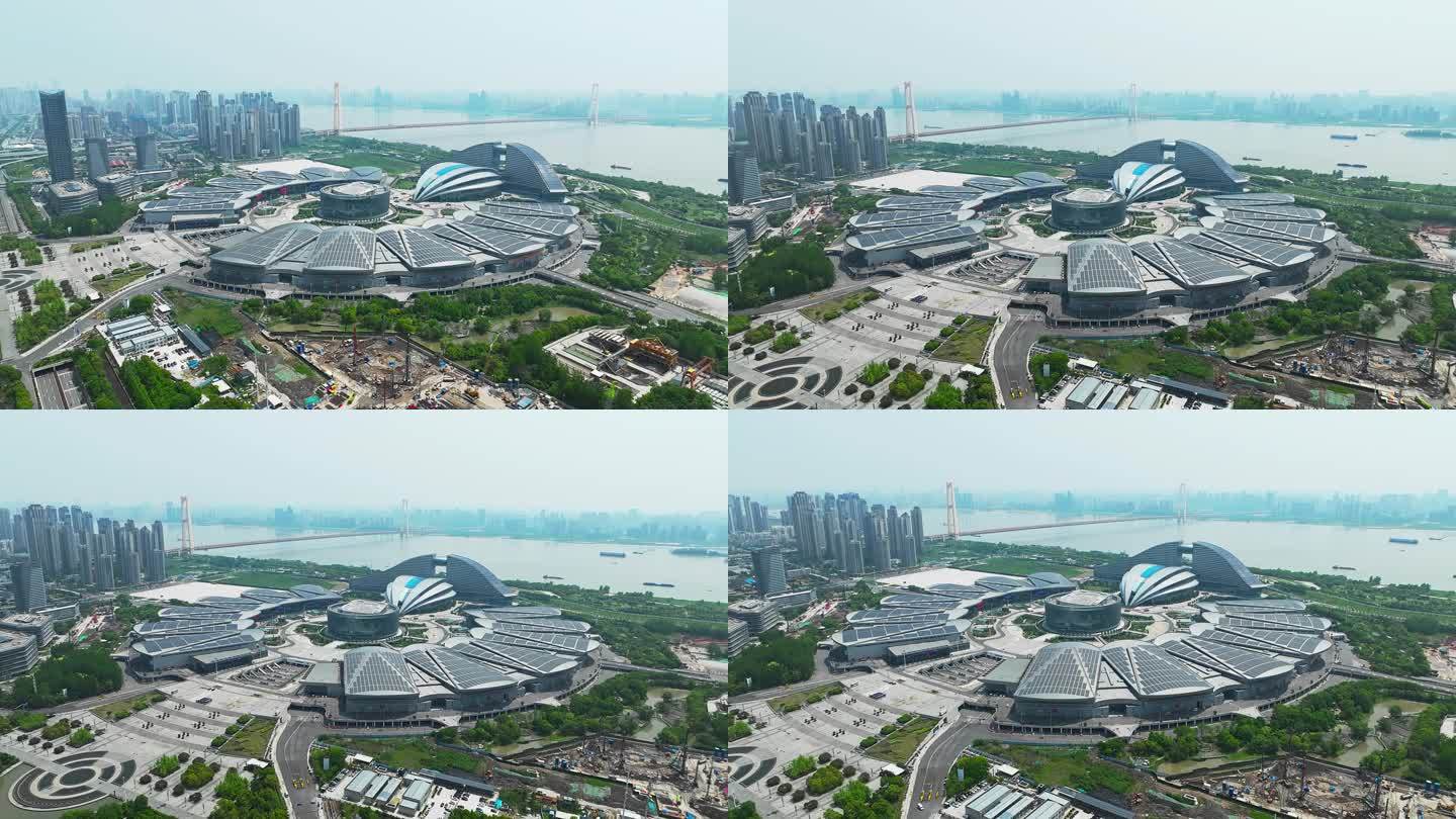 武汉国际国博中心4段航拍视频4K