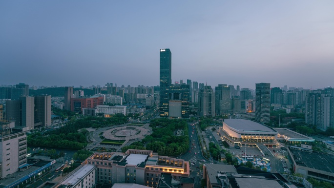 武汉洪山广场日转夜延时