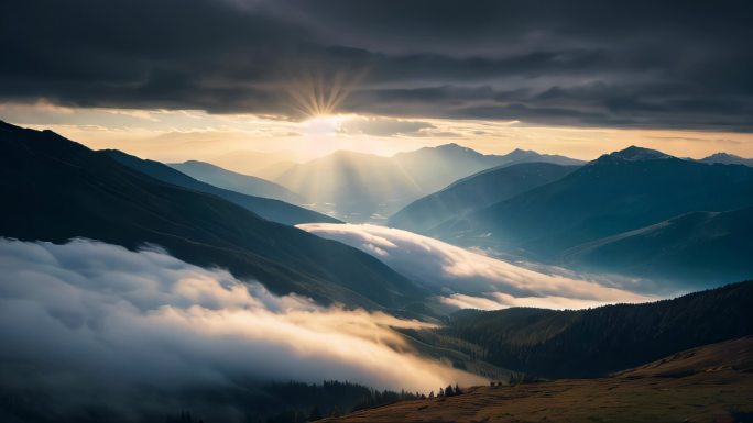 山川风景航拍中国云海山水风景背景