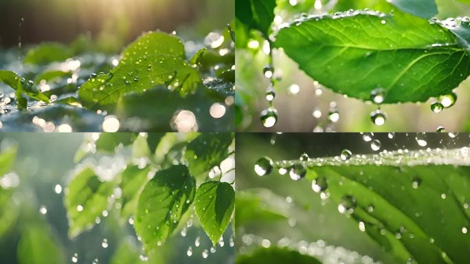 水滴 落叶 大自然 植物 水珠雨露 阳光