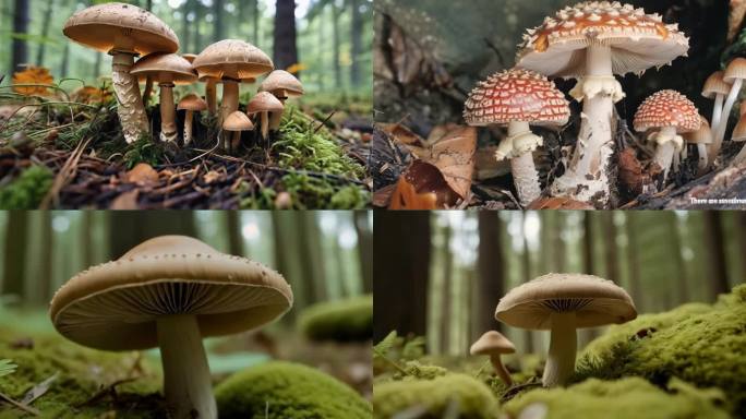 蘑菇森林里的野生蘑菇羊肚菌羊肚菇食用菇