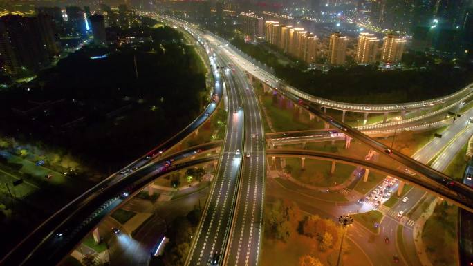 杭州滨江区江南大道立交桥高架桥夜晚夜景9