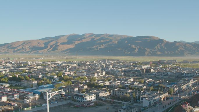 西藏拉孜县日出延时航拍