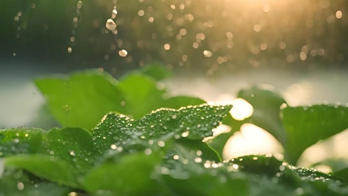 水滴 叶片 绿色 大自然 植物  阳光