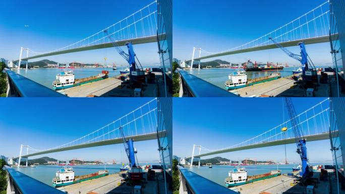4k厦门海上世界海沧大桥码头城市发展延时