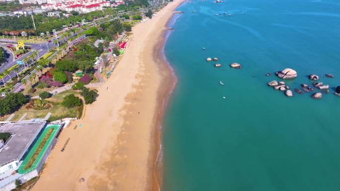 东海大海海边海水海浪沙滩海滩航拍风景唯美