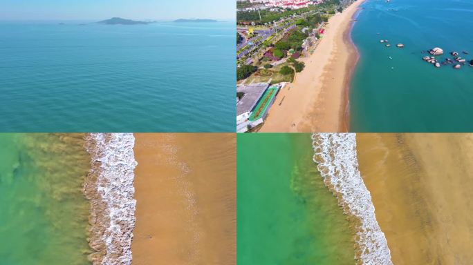 东海大海海边海水海浪沙滩海滩航拍风景唯美