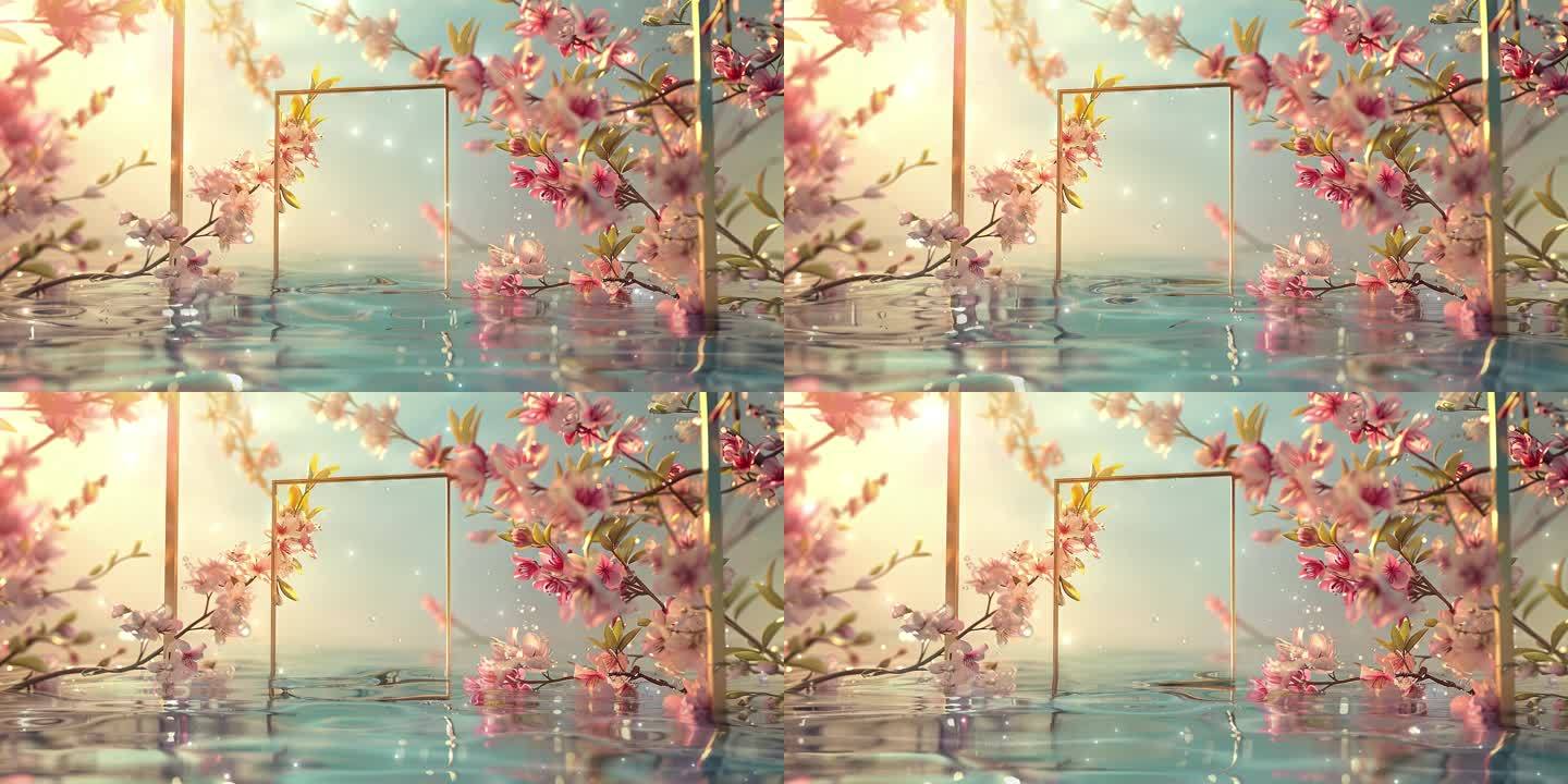 水上樱花场景