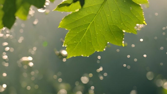 水滴 叶片 绿色 大自然 植物