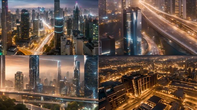 延时夜景未来城市科幻数字
