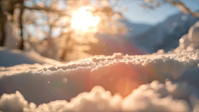 冬天雪花雪景下雪天冰晶雪花特写空镜头唯美