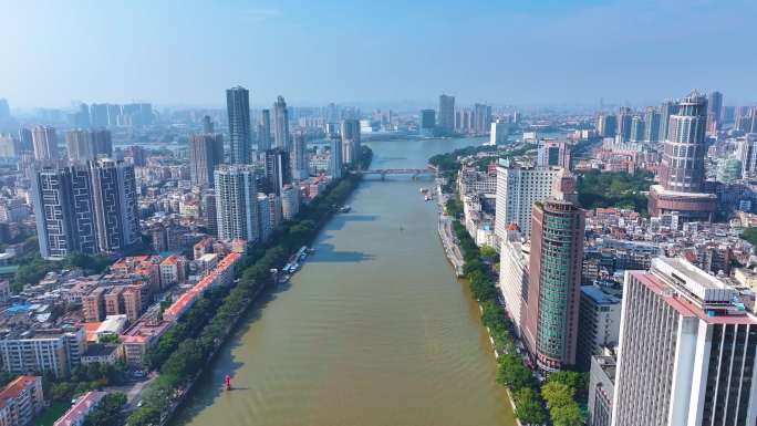 广州海珠区珠江航拍城市高楼大厦摩天大楼城