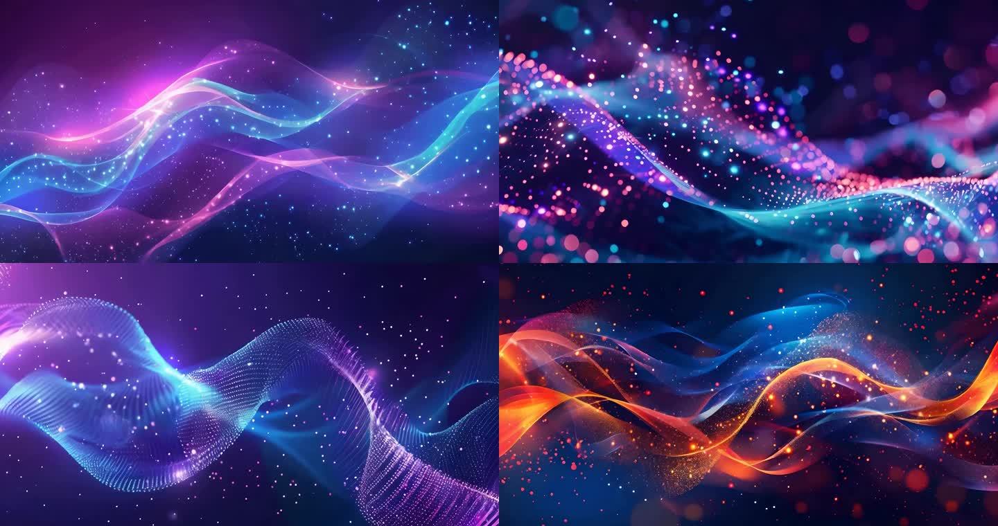 紫色波浪粒子科技背景