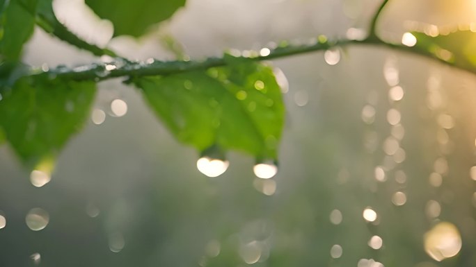 水滴 叶片 绿色 大自然 植物  阳光