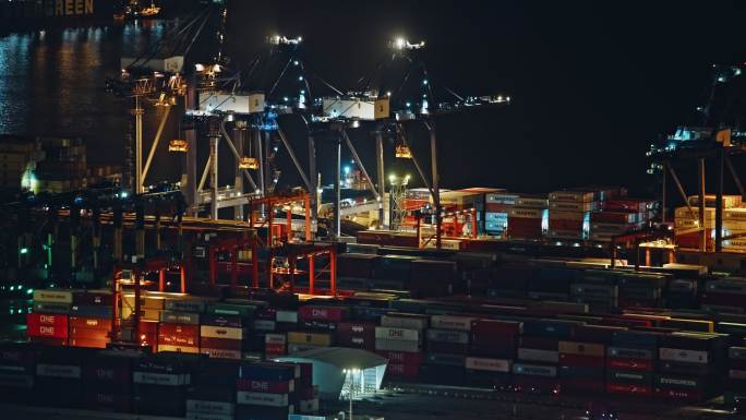 盐田港夜景港口货运码头贸易物流C0139