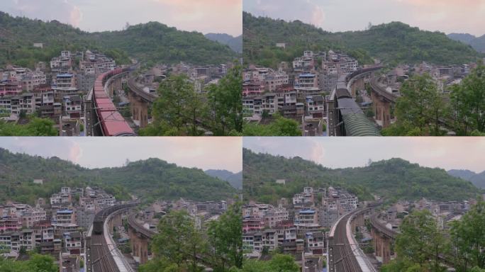 夕阳下的货运火车