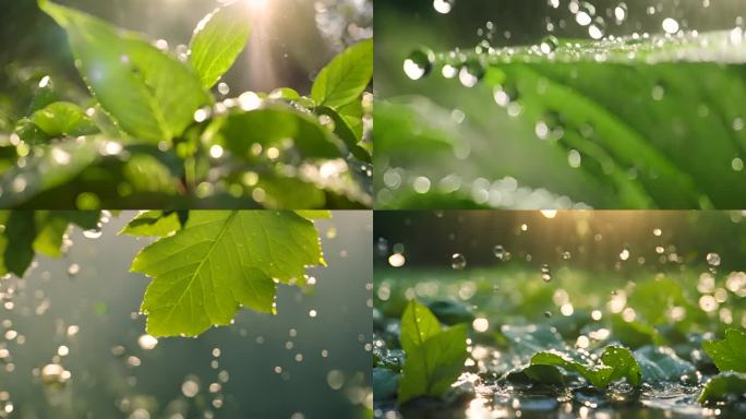 水滴 叶片 绿色 大自然 植物  阳光