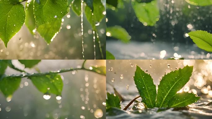 水滴 叶片 绿色 大自然 植物  阳光