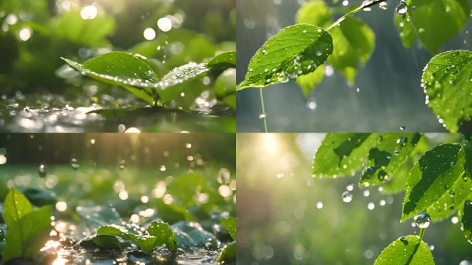 水滴 落叶 大自然 植物 水珠雨露 阳光