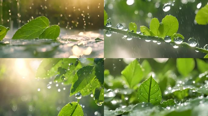 水滴 叶片 绿色 大自然 植物