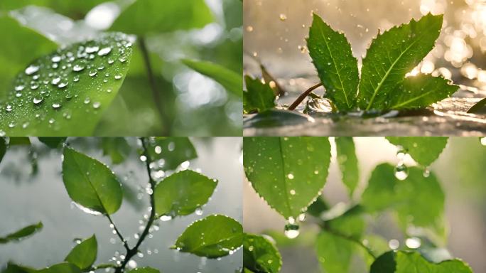 水滴 叶片 绿色 大自然 植物  阳光