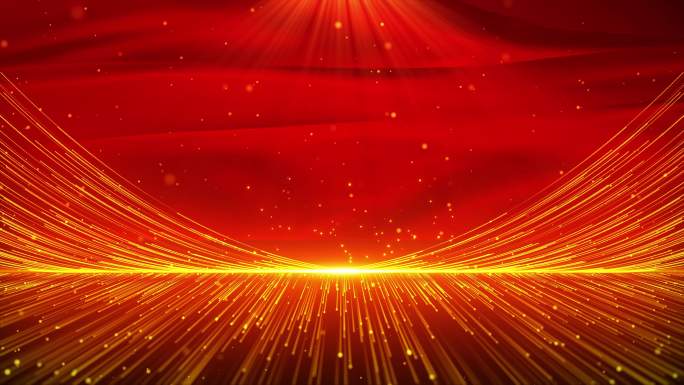 金色粒子红绸舞台背景