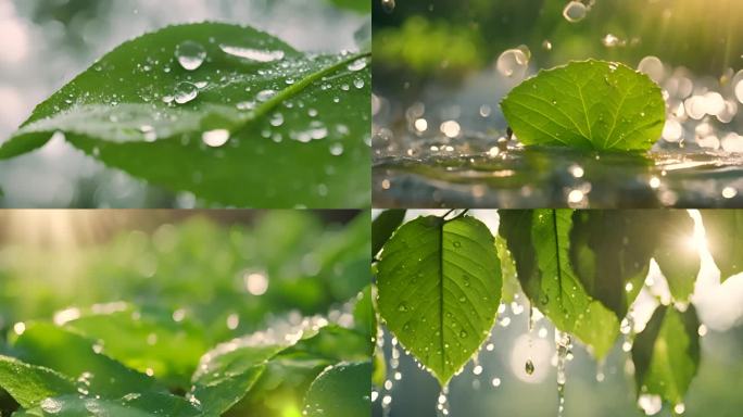 水滴 落叶 大自然 植物 水珠雨露 阳光