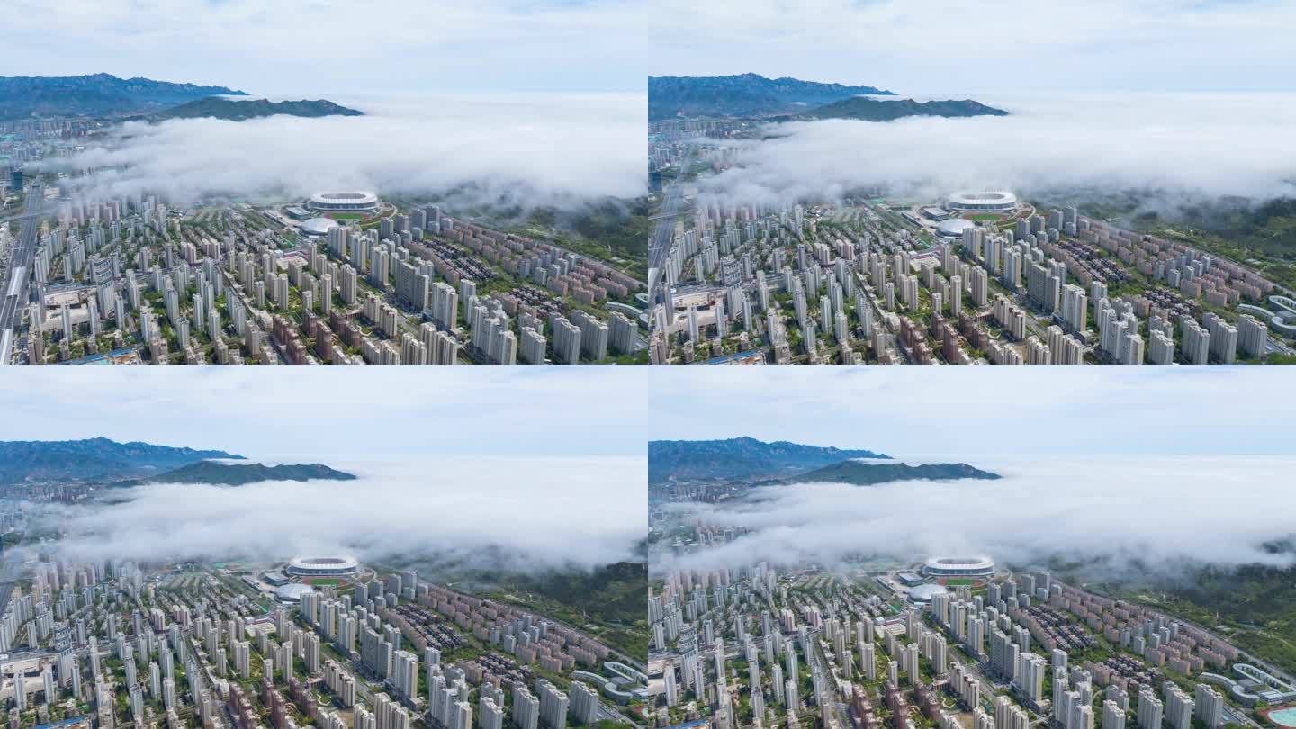 青岛崂山区风光平流雾