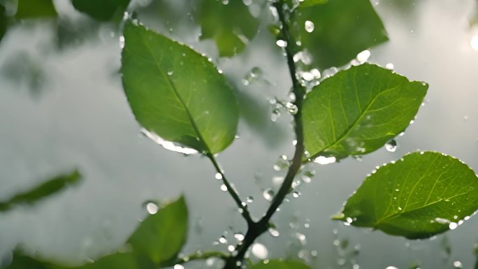 水滴 叶片 绿色 大自然 植物  阳光