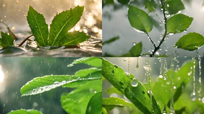 水滴 叶片 绿色 大自然 植物  阳光