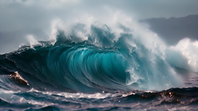 海洋海边海浪特写ai素材原创唯美巨浪浪花