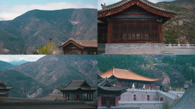 4K实拍山西大同恒山景区山脉寺庙古建筑