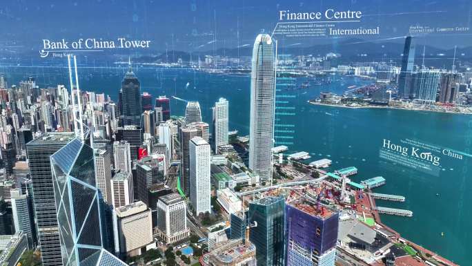 航拍大湾区香港地标国际化都市