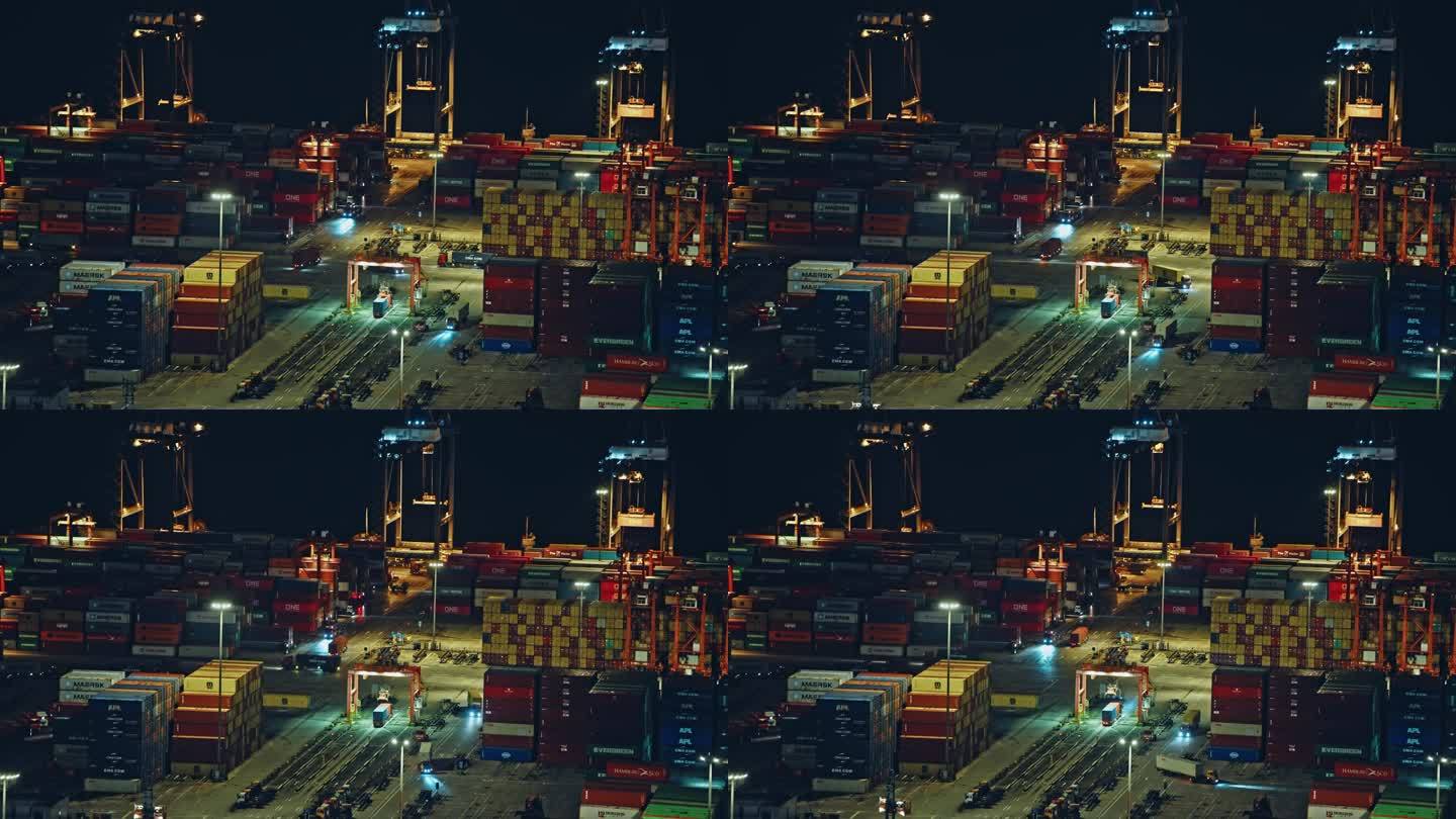盐田港夜景港口货运码头贸易物流C0146