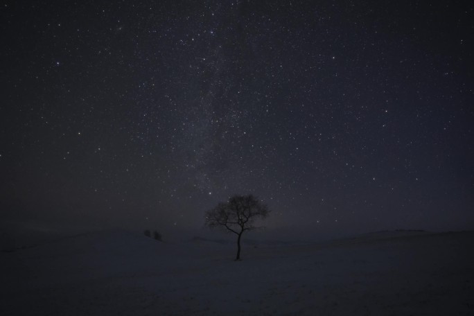 乌兰布统冬季银河