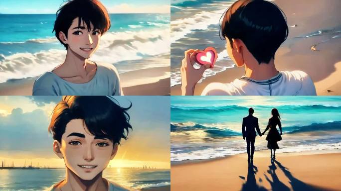 动画素材5-沙滩爱情