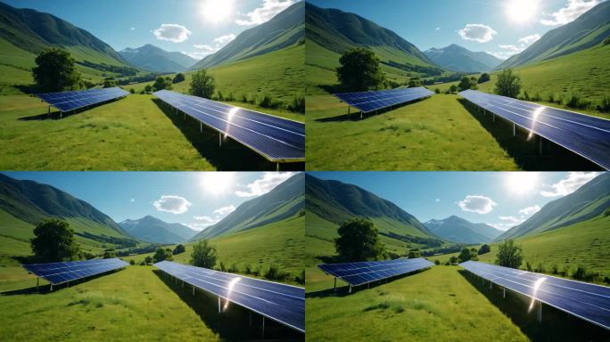 绿色能源新能源太阳能发电背景动画
