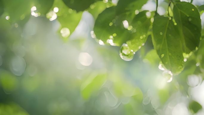 水滴 叶片 绿色 大自然 植物  阳光