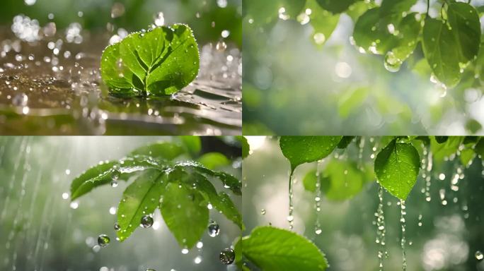 水滴 叶片 绿色 大自然 植物  阳光