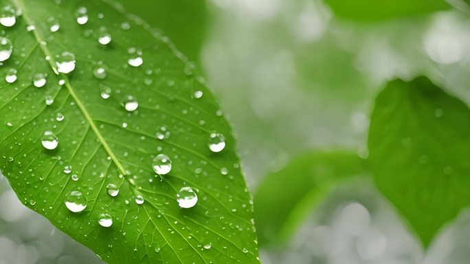 水滴 叶片 绿色 大自然 植物  阳光