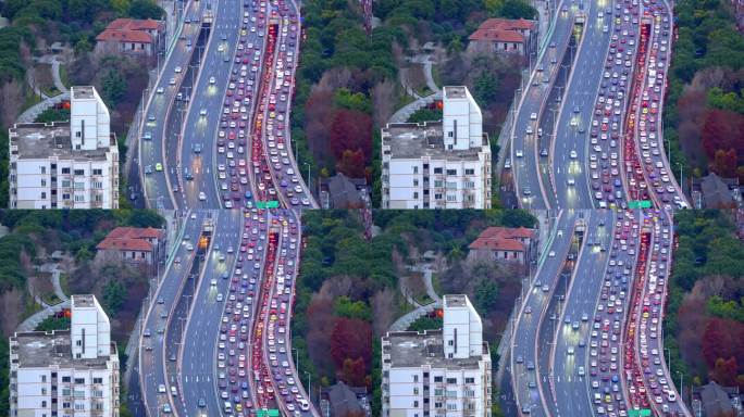 4K 上海延安高架车流 白天视频