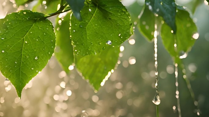 水滴 落叶 大自然 植物 水珠雨露 阳光