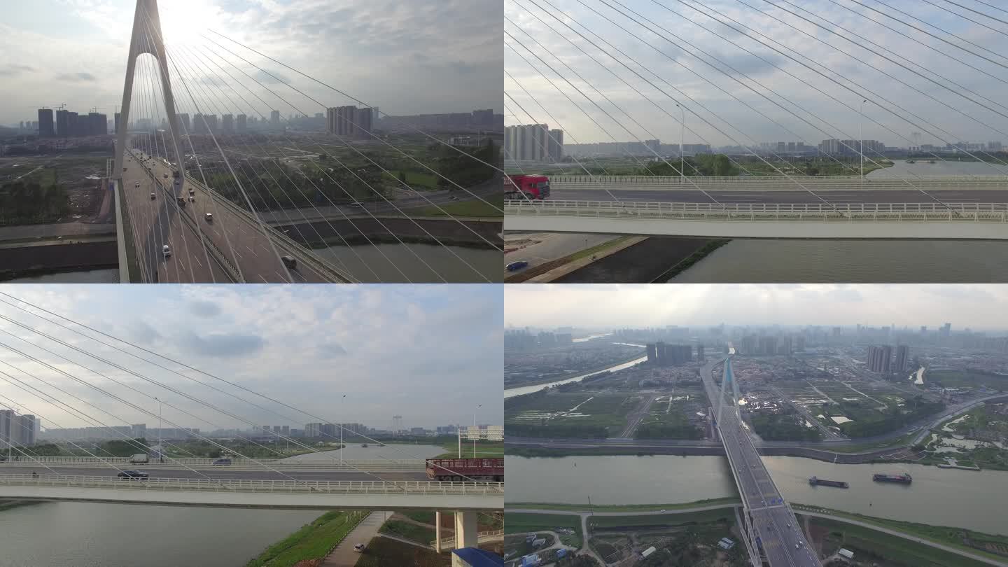 南海奇龙大桥4K航拍广东佛山