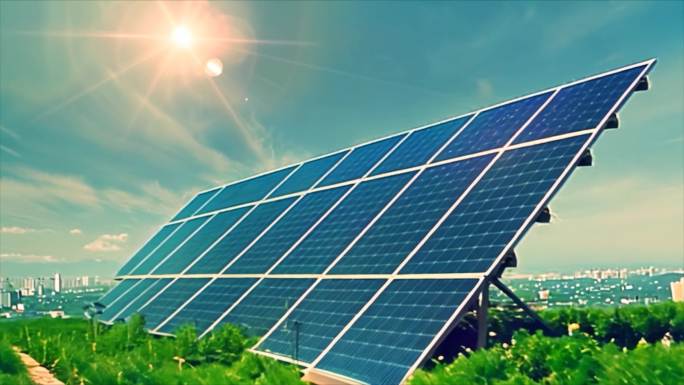 光伏太阳能板清洁能源新能源发电素材ai原