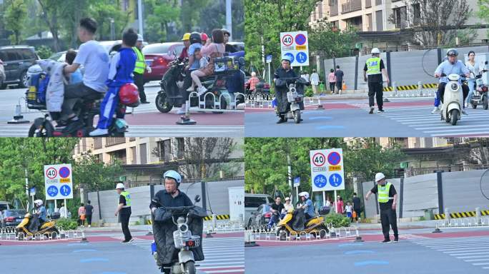 道路交通协管员，指挥小学生过马路