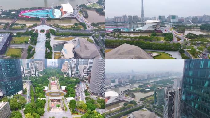 广州花城广场天河体育中心亚运会场馆航拍珠