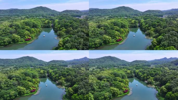 山清水秀杭州西湖乌龟潭航拍全景