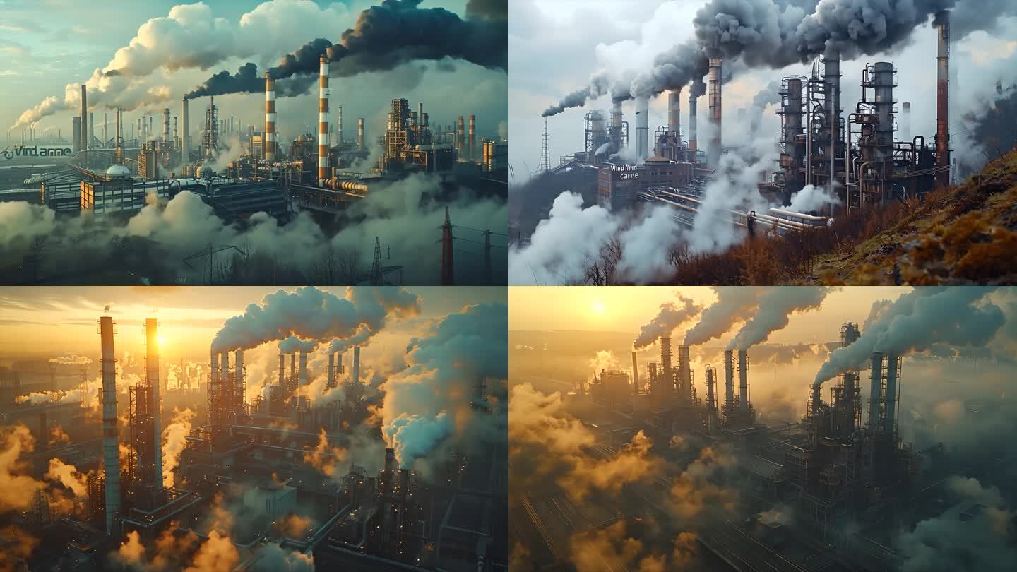 工业污染化工厂大气污染烟囱排放废气空气环