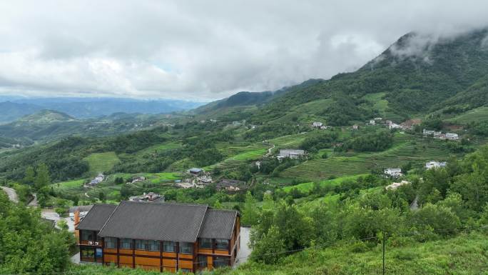 航拍陕西山区风景