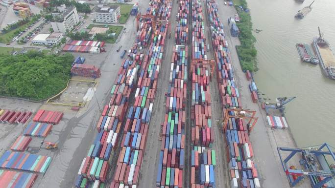 佛山南海国际货柜码头4K航拍广东佛山